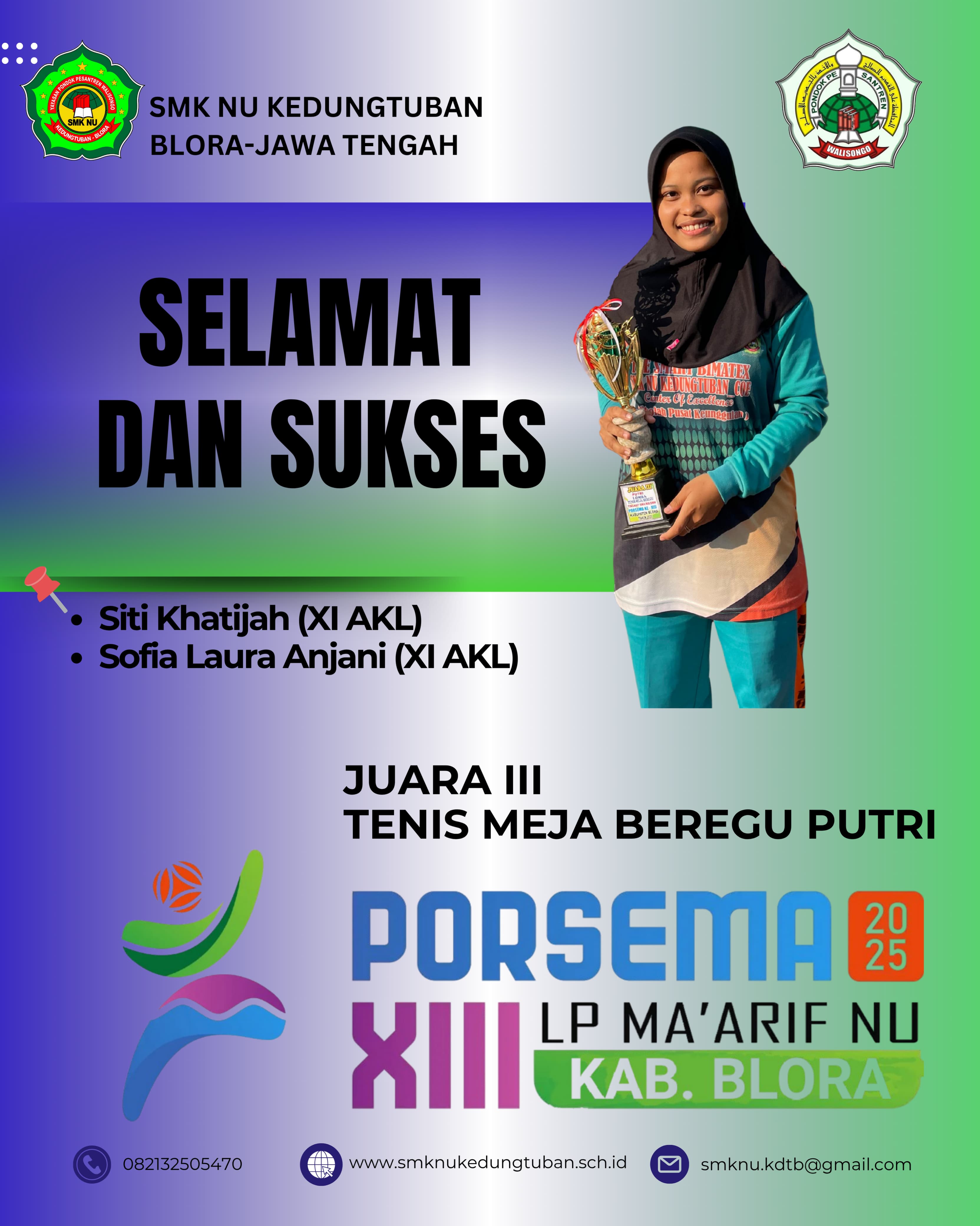 JUARA 3 TENIS MEJA BEREGU PUTRI