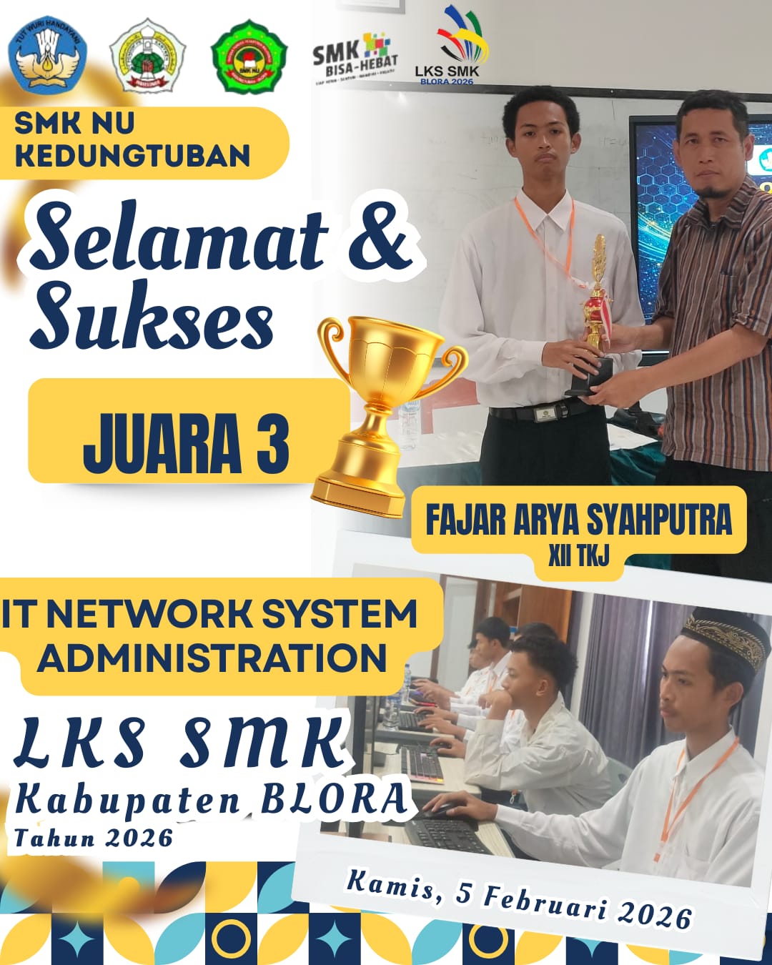Juara 3 Lomba LKS TJKT tingkat Kabupaten